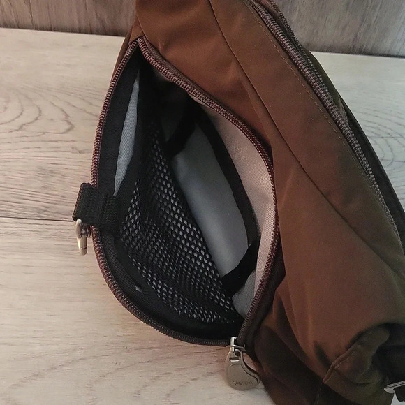 🛍Ameribag Brown Small Nylon Multi Pocket Travel‎ Shoulder Bag - Picture 5 of 12